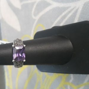 Marcasite Ring with Ameythst  CZ Sz 6